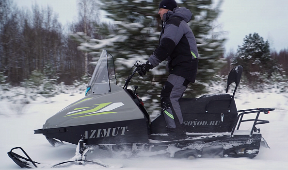 Миниснегоход Бурлак Азимут 24 л.с. , эл.запуск, реверс, тормоз гидравл, капот серый 