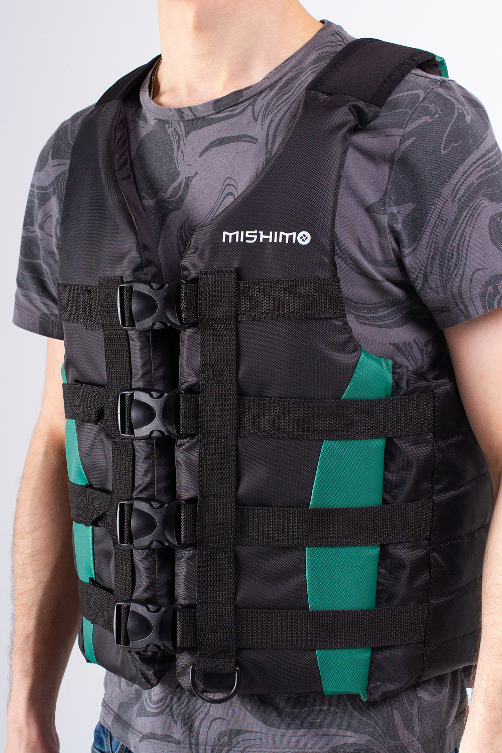 Жилет спасательный MISHIMO PRO Премиум качества Черно-зеленый 