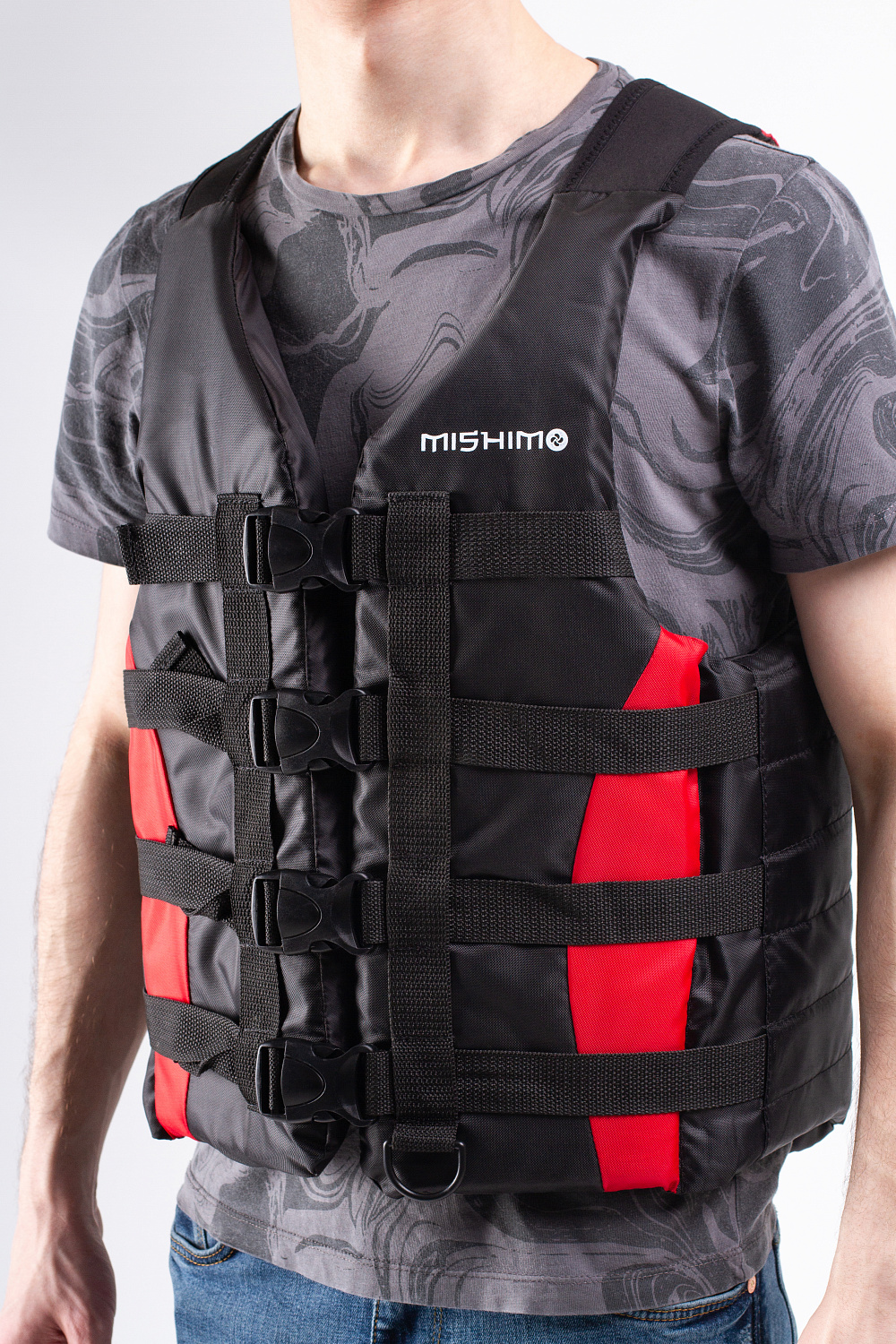 Жилет спасательный MISHIMO PRO Премиум качества Черно-красный 